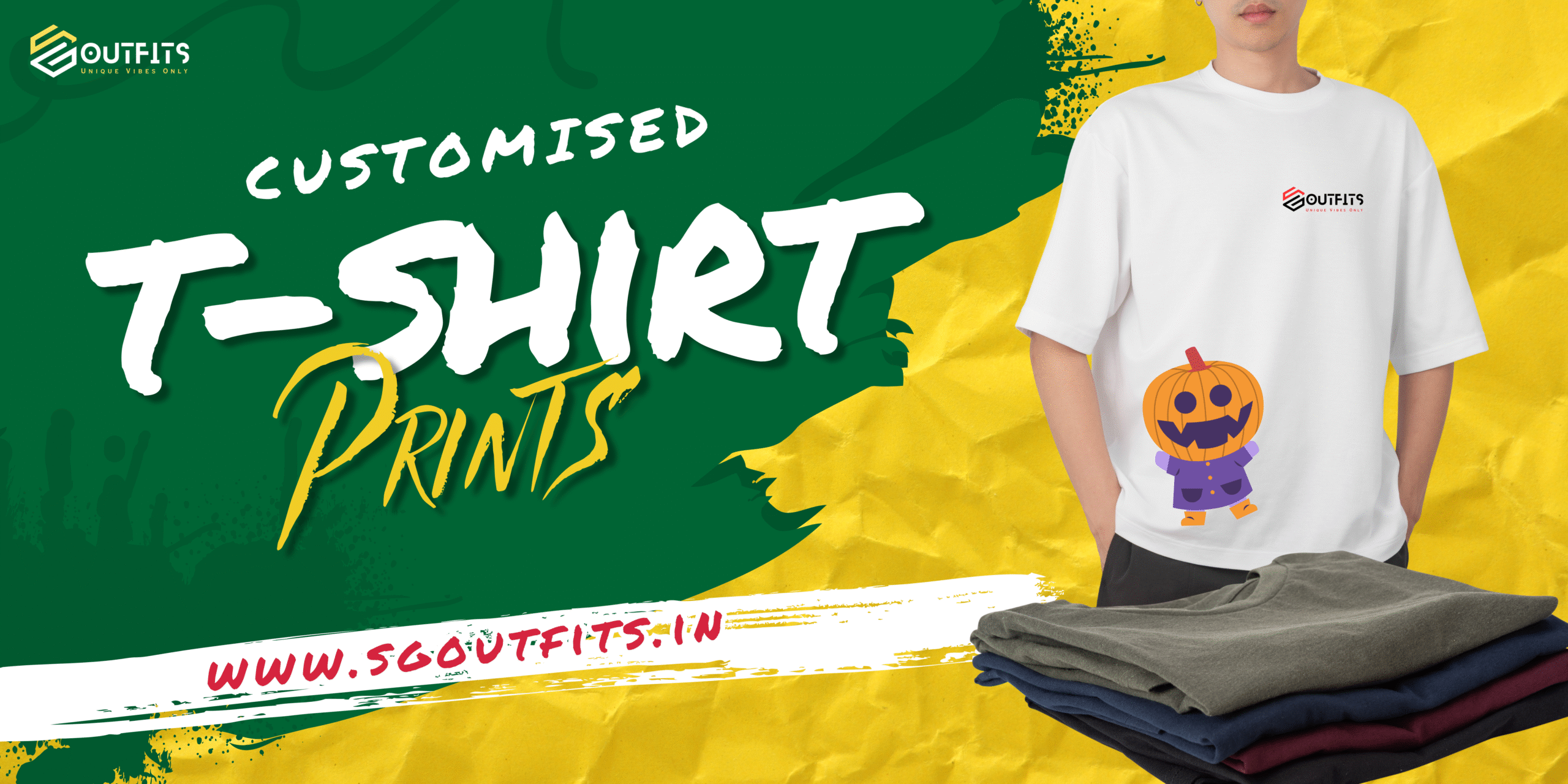 Green & Yellow Minimalist T-shirt Prints Banner